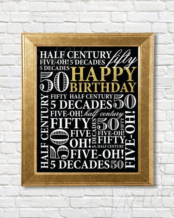  50th Birthday sign 50th Birthday Party Decor Gold Birthday 