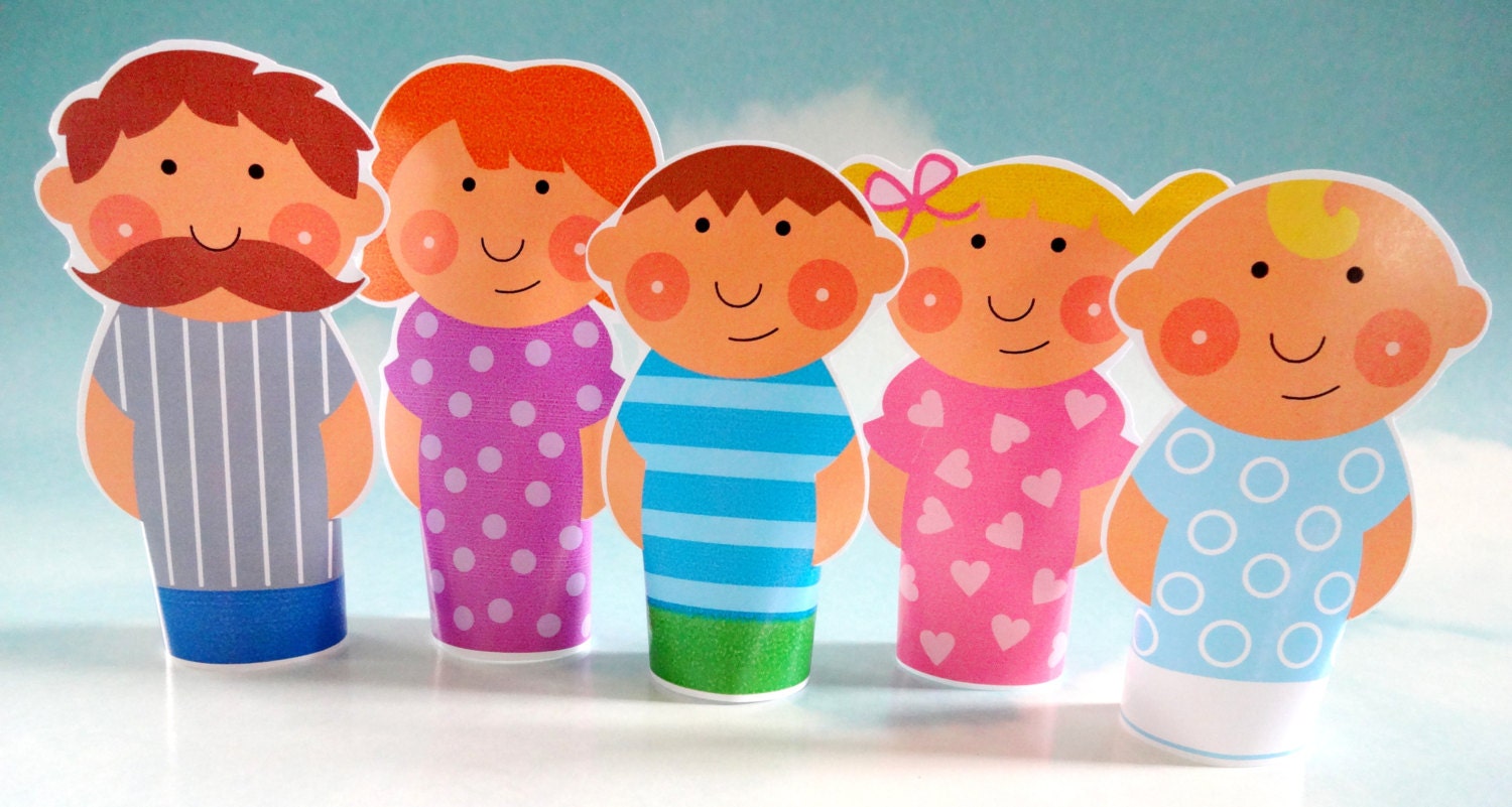 DIY Printable Finger Puppet Family PDF Daddy Mommy
