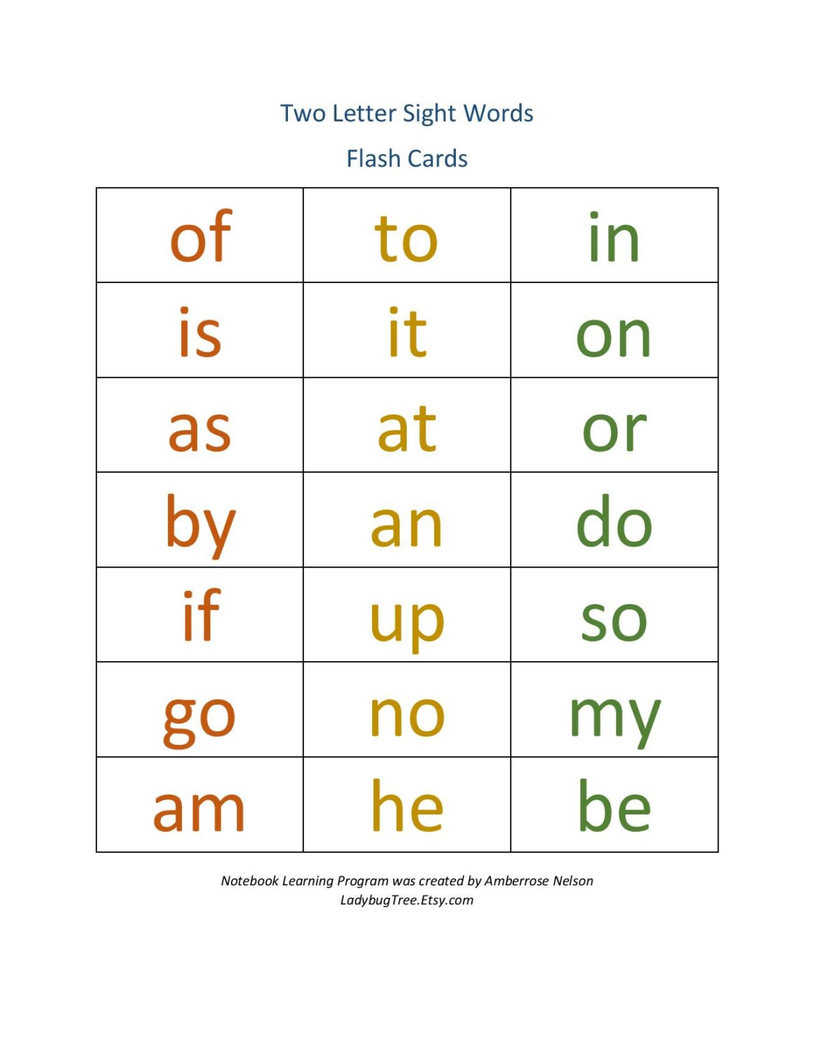 Two Letter Sight Word Workbook Worksheets For Learning To