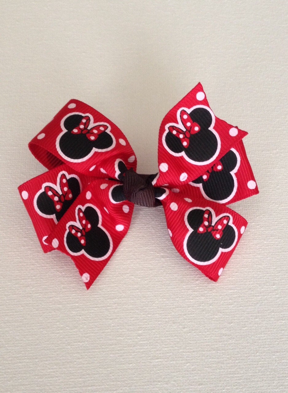 Minnie Mouse Polka Dot Hair Bow Red And Black White Pinwheel 1331