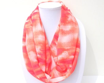Coral Infinity Scarf, Summer Scarf, Ladies Scarves, Scarf Necklace, Chiffon Scarf, Lightweight Scarf, Transitional Scarf