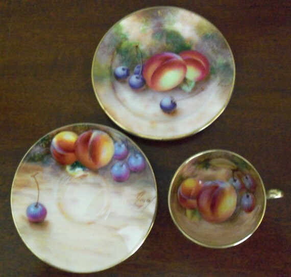 royal worcester painted fruit miniature tea set