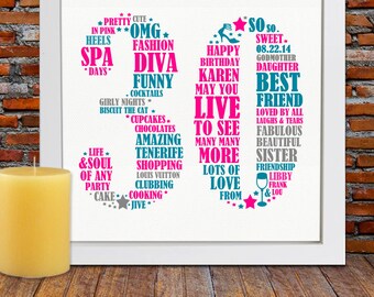 Personalized Birthday Gift - 30th birthday, 30th birthday gift, personalized birthday design, thirty birthday