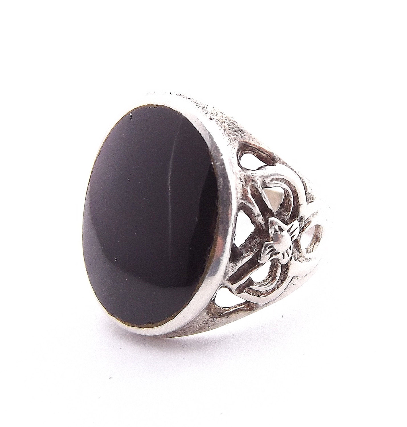 Sterling Silver Onyx Ring Big Black Ring Large Statement