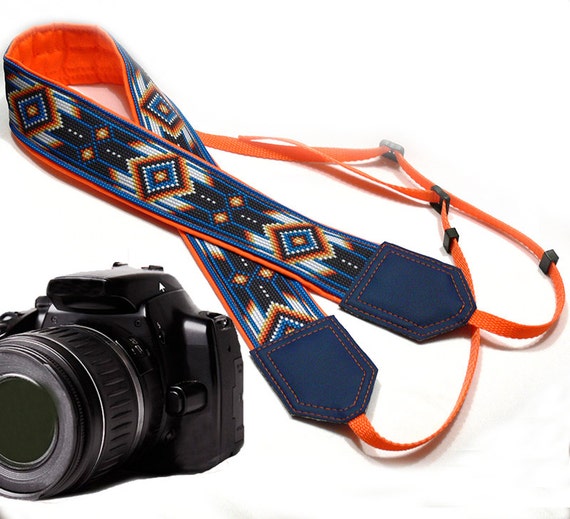 Native American (inspired) Camera strap (not beaded) .  Southwestern Ethnic Camera strap.  DSLR Camera Strap. Camera accessories.