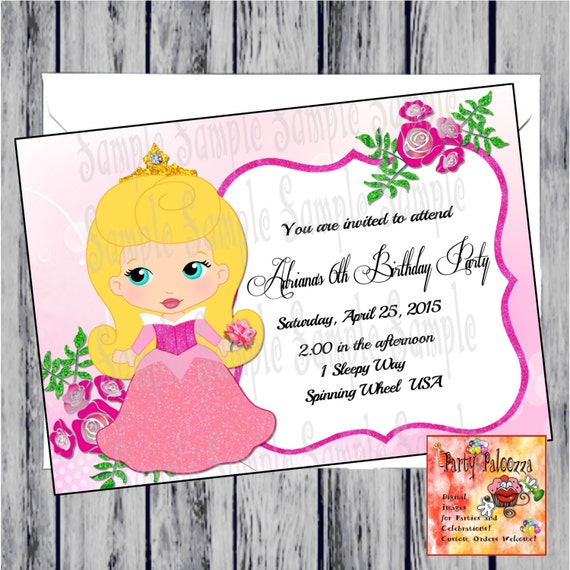 Printable Aurora birthday party invitation by PartyPaloozza