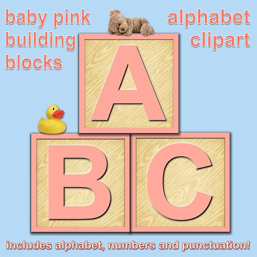 Building Blocks Digital Alphabet Pink Letter by TheArtBoxDesigns
