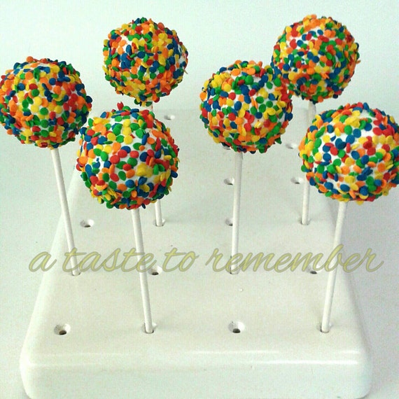 12 Rainbow Confetti Sprinkle Cake Pops by ATasteToRemember on Etsy