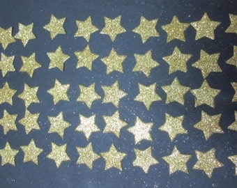 50 x 2cm Gold or Silver Glitter Star die cuts
