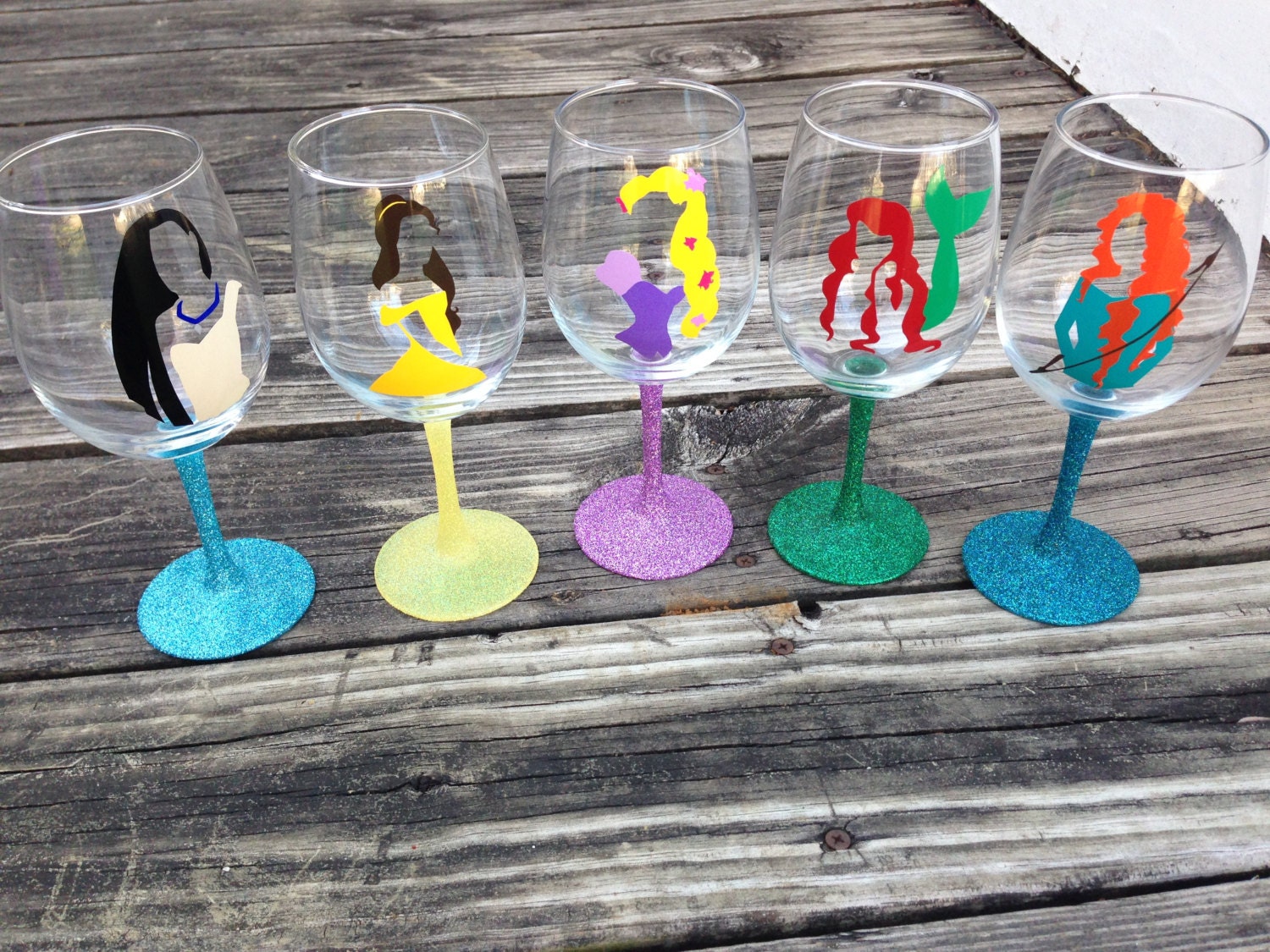 Disney princess inspired Wine Glasses Pick your by