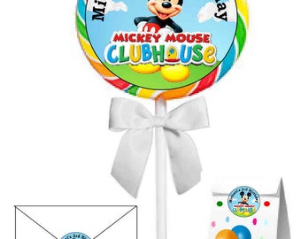 40 ~ Large Mickey Mouse Clubhouse Birthday Party Stickers ~ FREE SHIPPING ~ 2 inches~great for lollipops, suckers, seals, goody bags, etc.