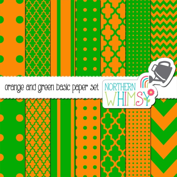 Items similar to Orange and Green Digital Paper Pack – scrapbooking ...