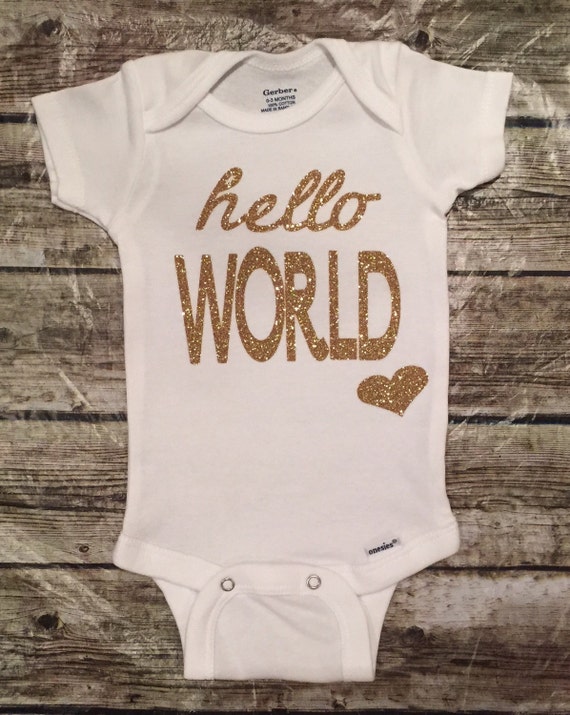 Items similar to Hello World Onesie Baby Girl Newborn Baby Girl New ...