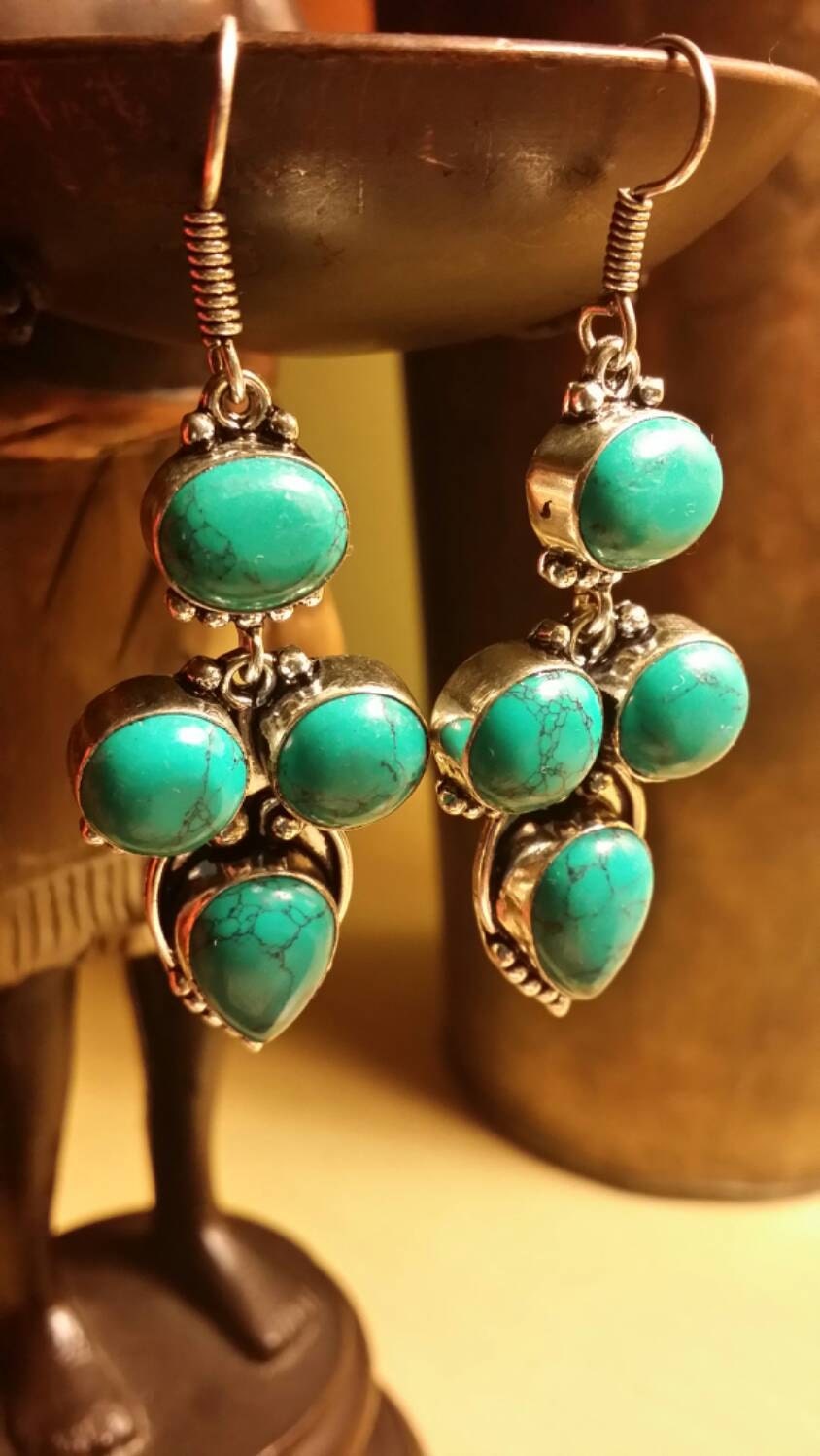 Turquoise Earrings Chandelier Earrings Beaded Earrings