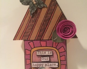 CLEARANCE, ON SALE, decorative home decor, decorative house, this is our happy place, cottage chic decor, housewarming gift, house gift,