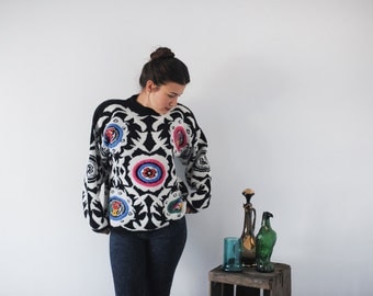 Kitty Hawk by Vivien Wang Black and White Oversize Sweater