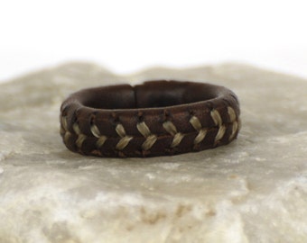 Leather ring "Hadar". Leather jewelry. Baseball ring. Spanish oiled leather. For men and woman. Original ring. Gift for all. Baseball lovers