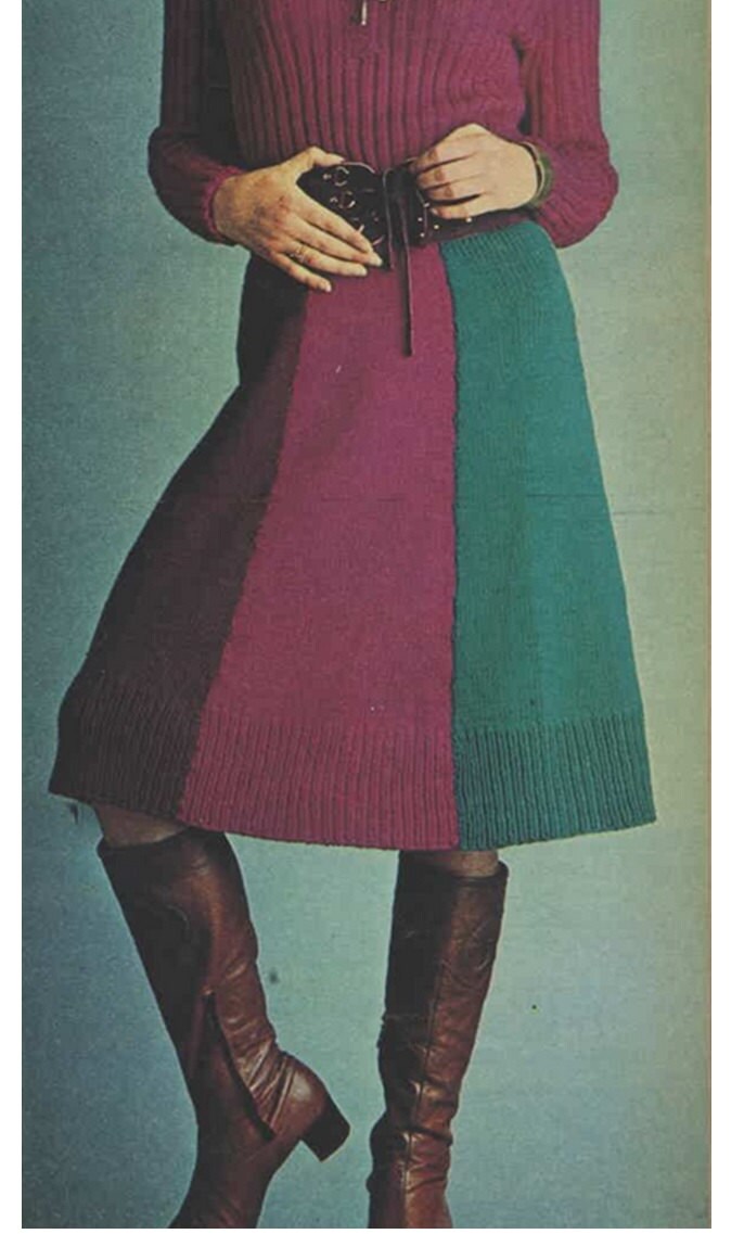 Knitting Skirt Pattern Vintage 70s-Knitted Skirt