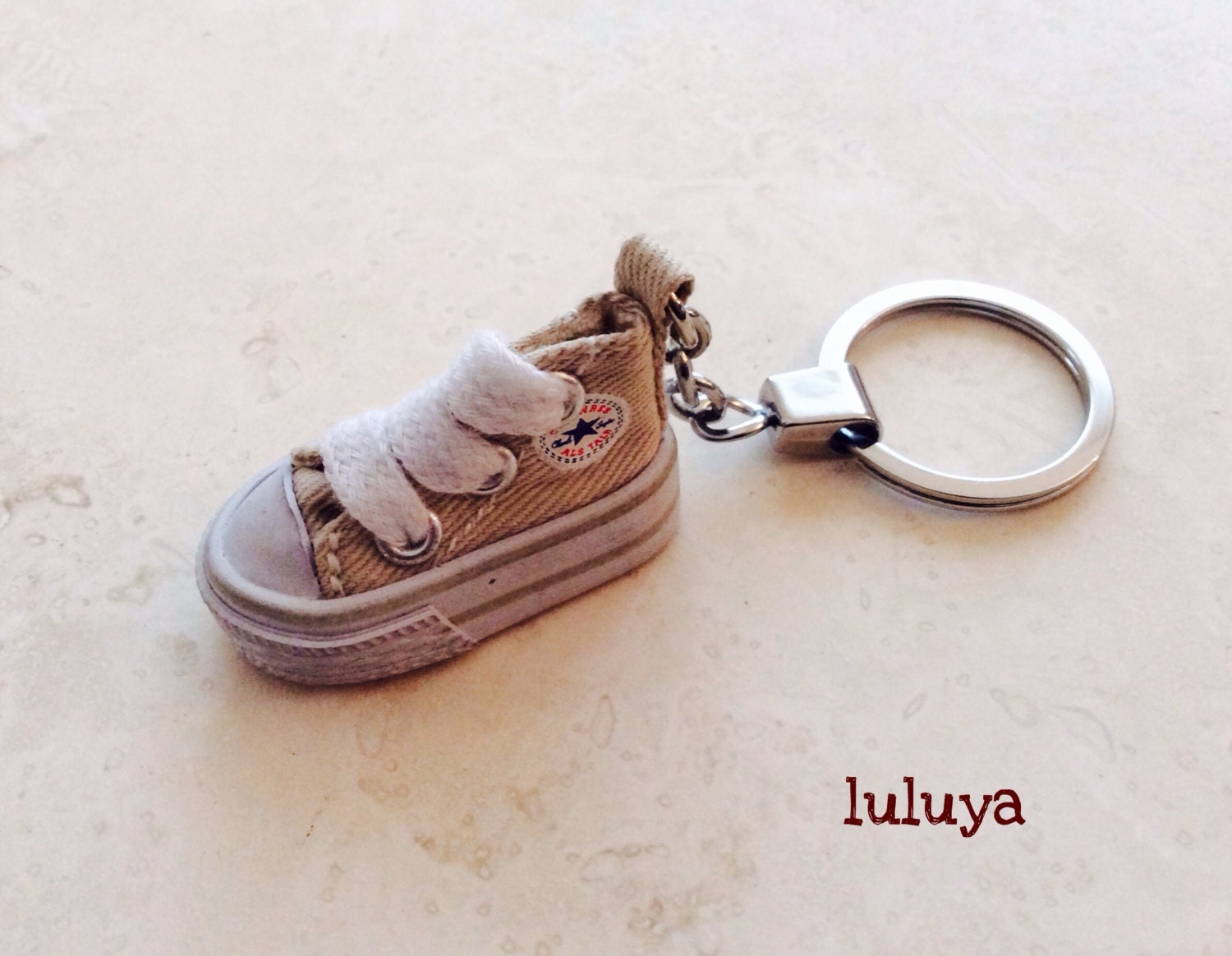 Mini Beige Converse Canvas Shoe Keychain Keyring Key Chain Mini Beige Converse Canvas Shoe Keychain Keyring Key Chain