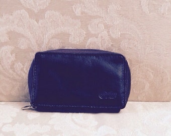 Vintage Change Purse, Coin Pouch, Zip Around Pouch, Brown Leather Coin Purse, Leather Pouch