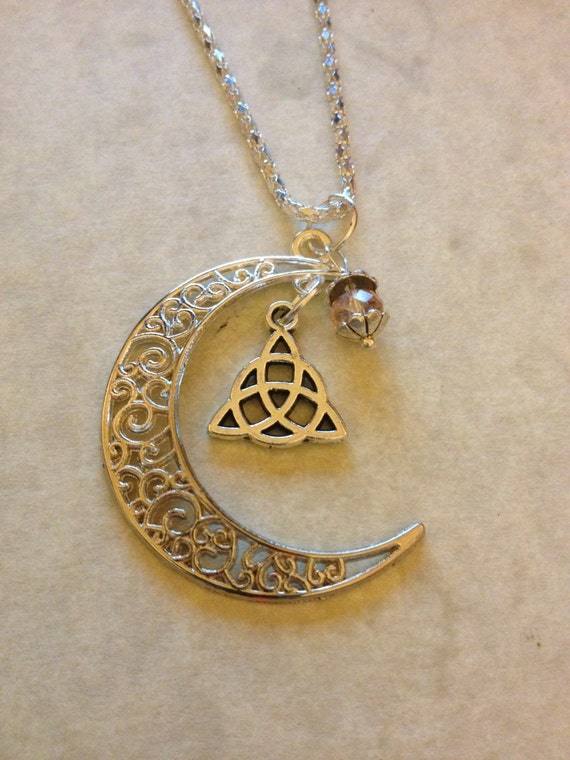 Crescent Moon Triquetra Necklace. by TheMystikalGoddess on Etsy