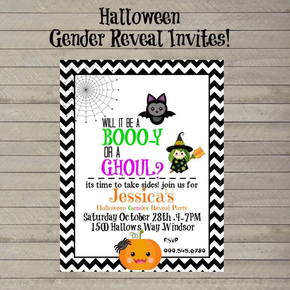 Halloween Gender Reveal Party Invitations 4