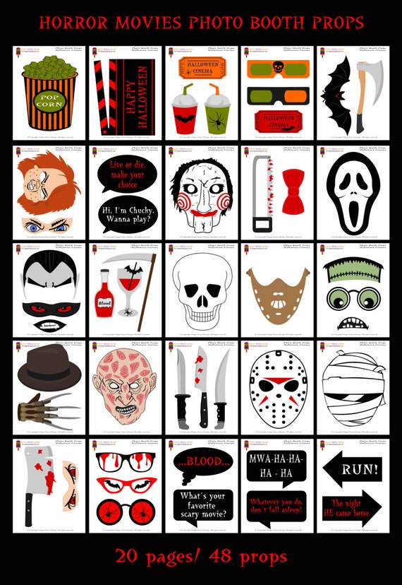 PRINTABLE Horror Movies Photo Booth PropsHalloween Photo