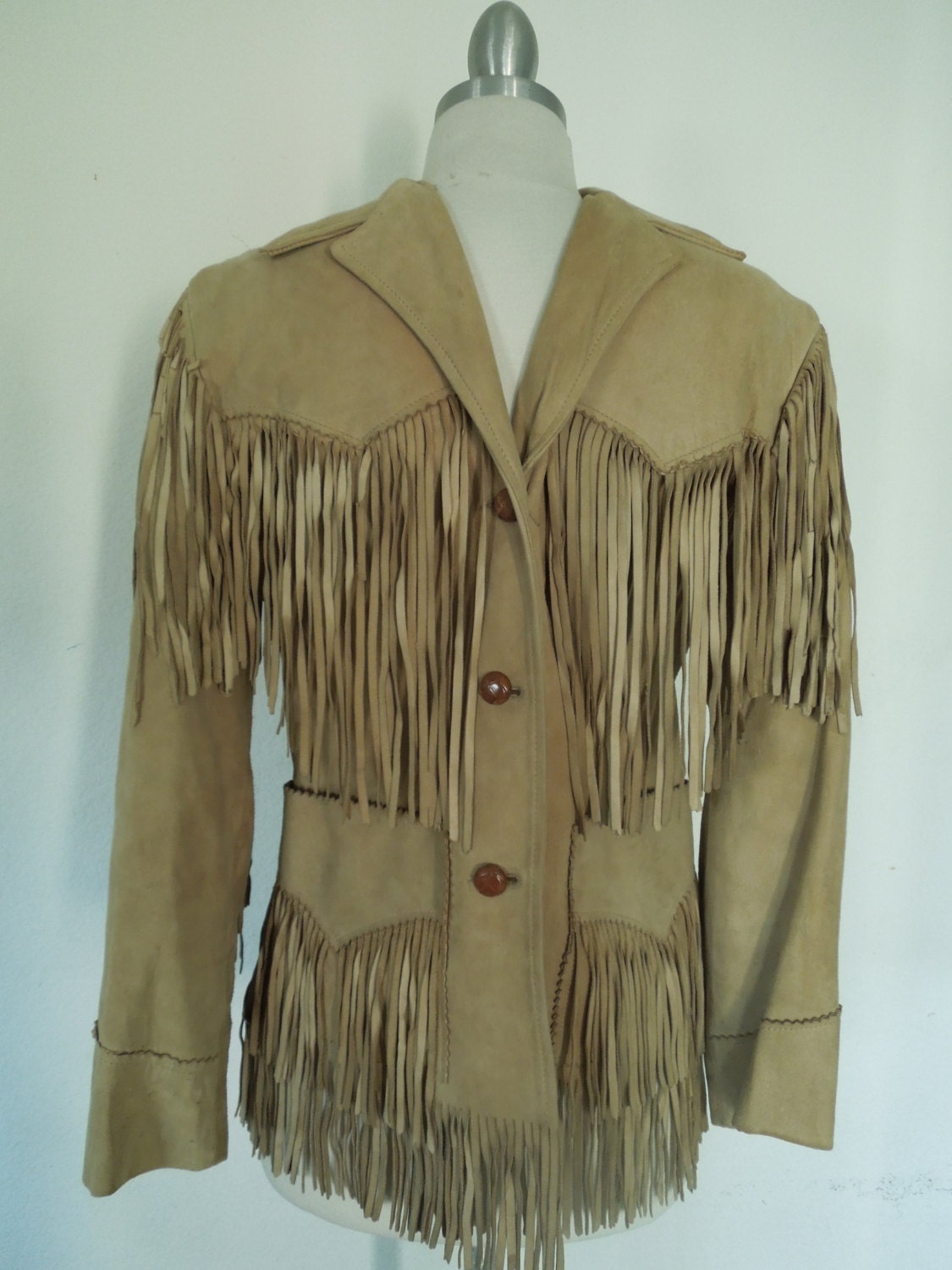 Vintage TREGO’S WESTWEAR Cowhide Leather Fringe hippie Jacket Size M ...