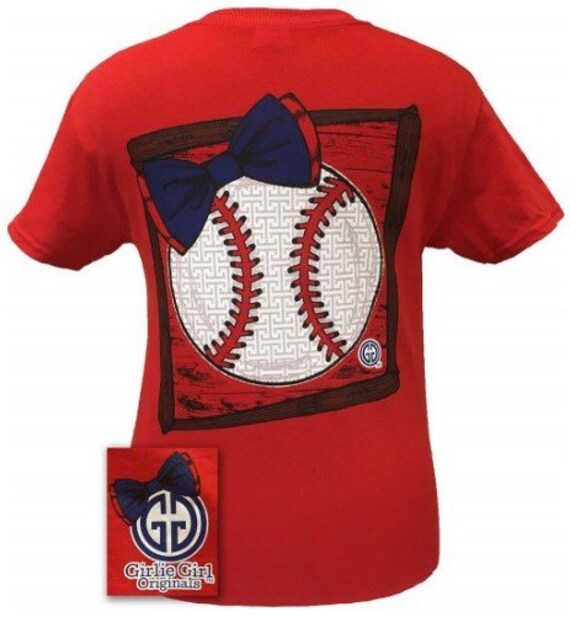 Baseball tee with baseball and bow by MadiTays on Etsy