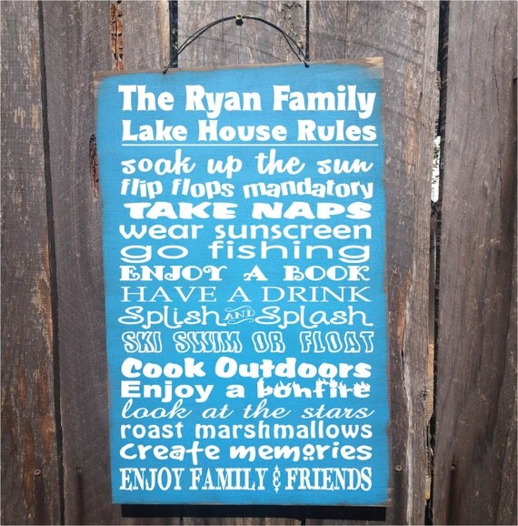 personalized lake house rules sign, personalized lake house decor