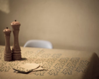 Linen tablecloth - handprinted 100% linen tablecloth