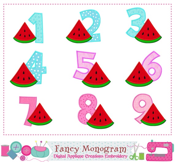 Watermelon Numbers appliqueWatermelonBirthday Numbers