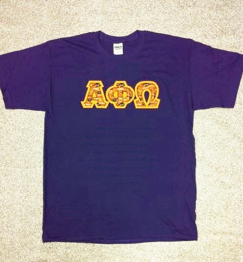 Alpha Phi Omega Large Purple Classic Fit Short Sleeve Tee with
