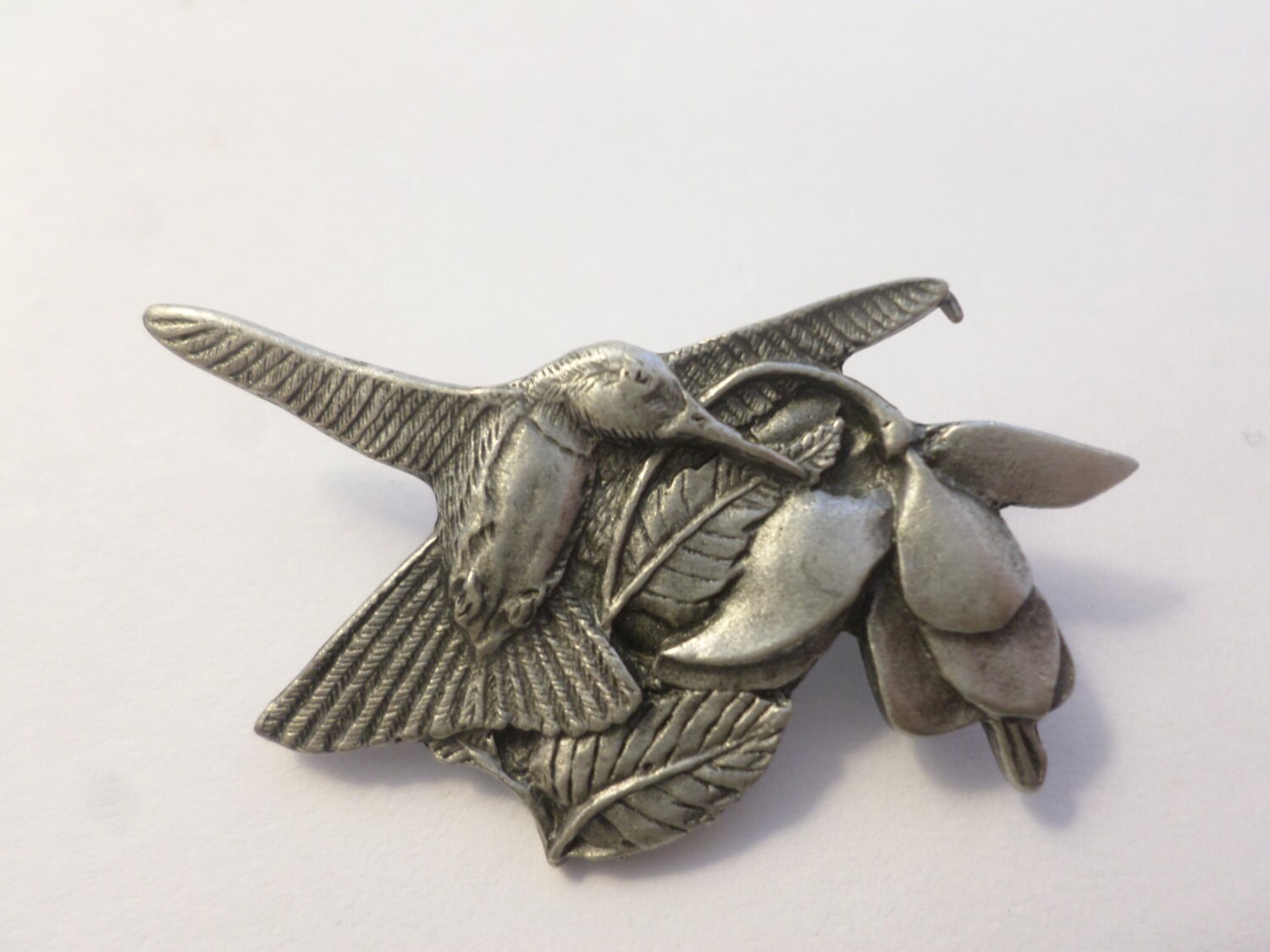Vintage Silver Tone/Pewter Birds & Blooms by deniseleesgems