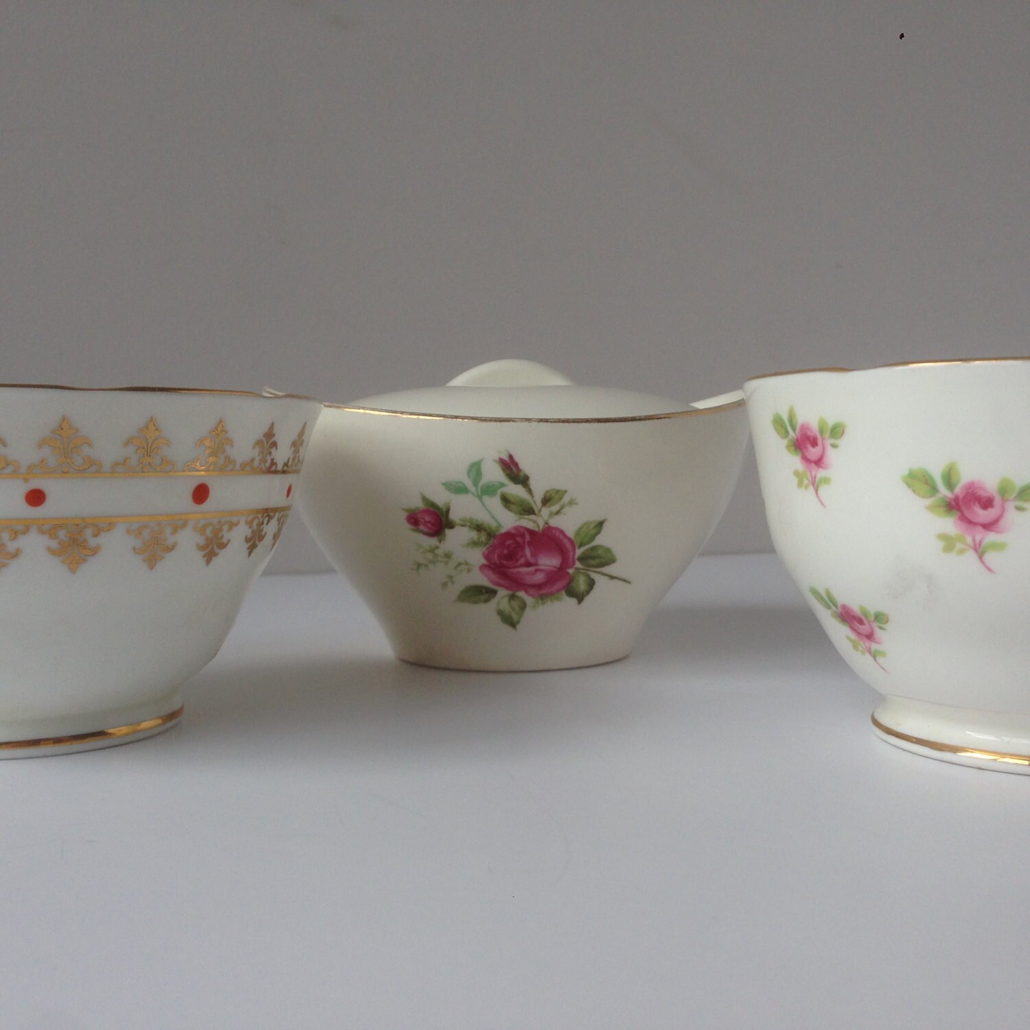 Pretty set of 3 vintage sugar bowls Haute Juice