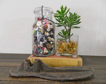 Vintage Ball Jar with Buttons, #4 Small Lid Ball Jar, Wire Clasp Ball Jar with Buttons