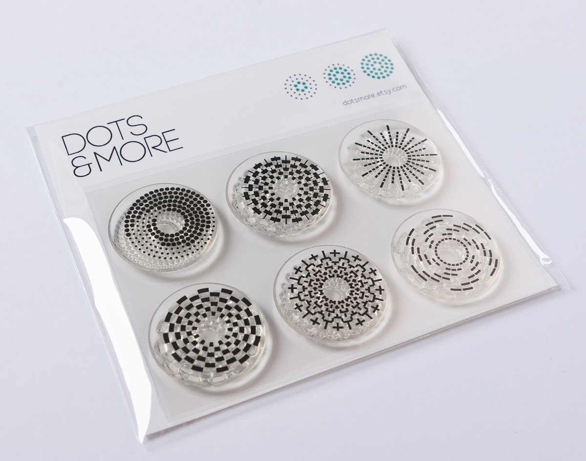 Six Clear Stamp Set 6 Stamps 25mm Sticks To Acrylic 1 Inch