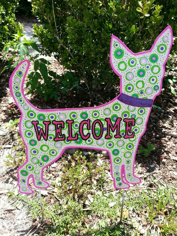 chihuahua welcome sign yard stake metal art by chihuahua welcome sign yard stake metal art by