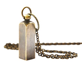 Secret Capsule Brass Necklace - Capsule Container Pendant Vial Secret Stash Cremation Ash Urn Jewelry - Custom Engraving Available 2137