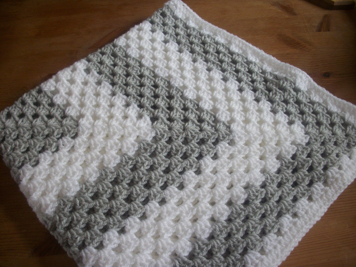 grey baby blankets white and baby grey Hand blanket. white. In crocheted Suitable and pale