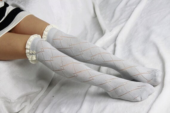 lace up thigh high socks