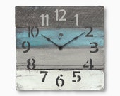 Rustic Pallet Wall Clocks Coastal Beach Nautical by Goathopper - Rustic Wall Clock Coastal Theme Ideas in Blue Aqua Shabby Chic Beach or  Rustic Decor -