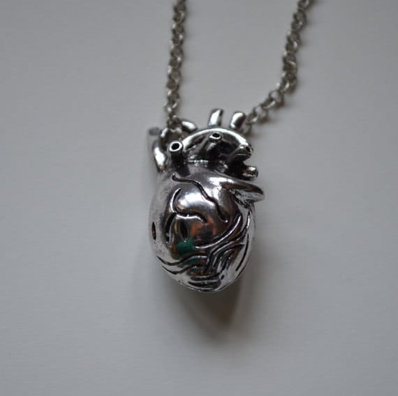 Anatomical Heart Necklace, Silver Realistic Heart Necklace, A Perfect Geek Gift, Heart Pendant, Science Lovers Gift