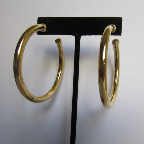 Vintage earring Gold hoop earrings 90s Jewelry by CRUZVINTAGE