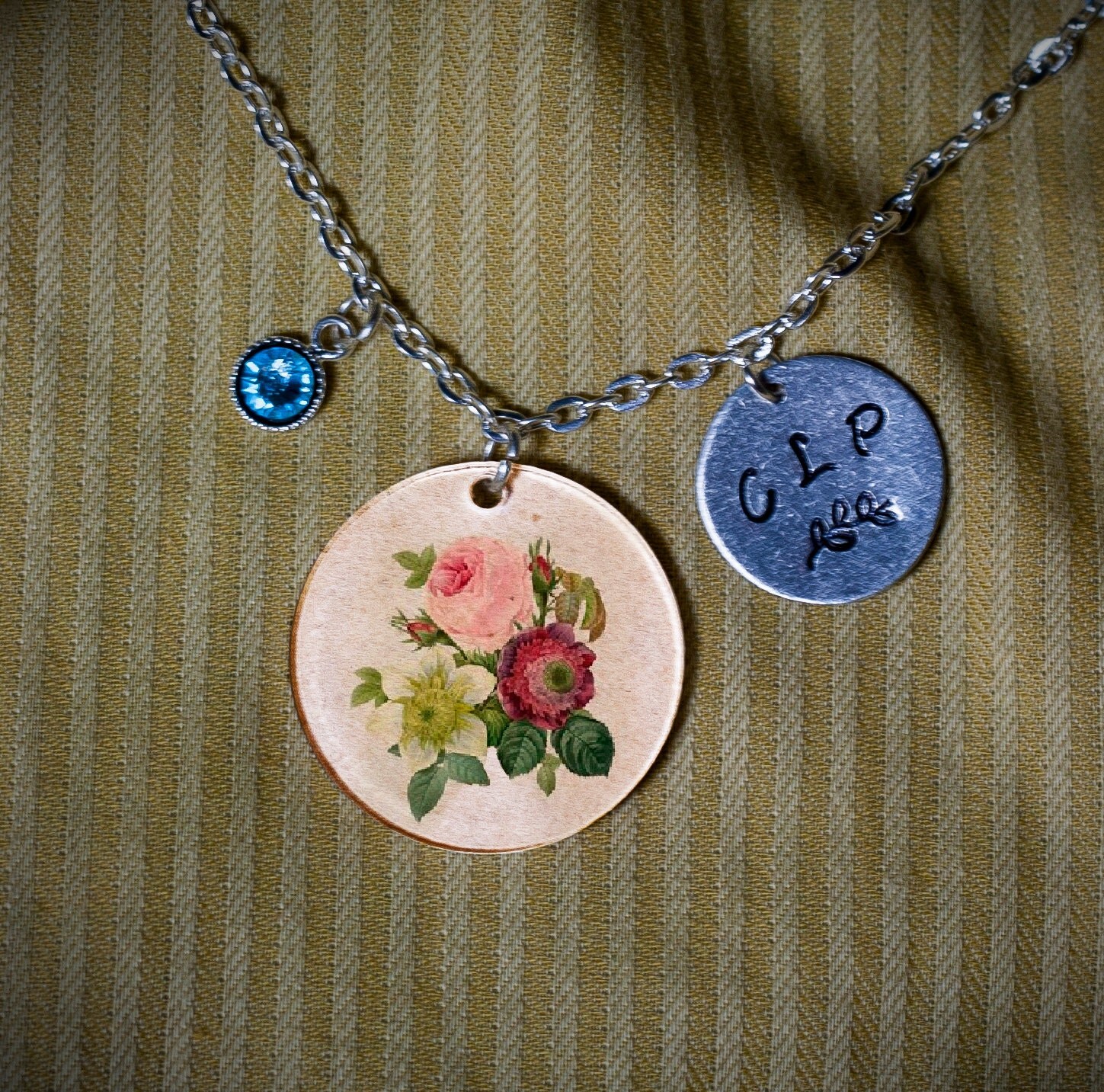 Personalized Floral Charm Necklace by SilverLeafJeweler on Etsy