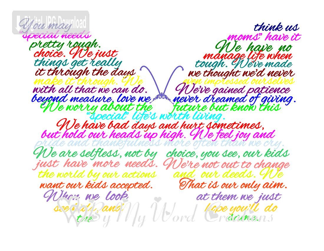 Special Needs Mom Special Needs Mother Poem Word Art Mother