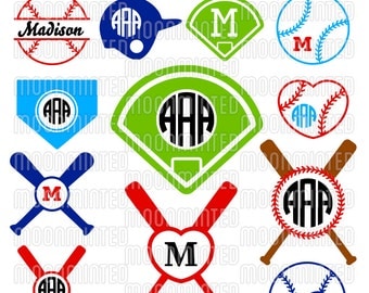 Baseball SVG Cut Files - Monogram Frames for Vinyl Cutters, Screen Printing, Silhouette, Die Cut Machines, & More