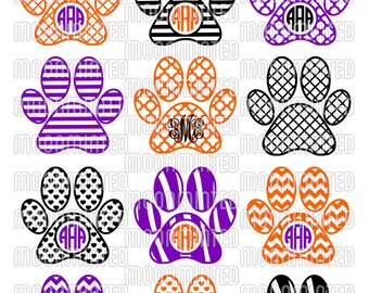 Paw Print SVG Cut Files - Monogram Frames for Vinyl Cutters, Screen Printing, Silhouette, Die Cut Machines, & More