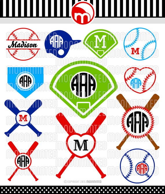 Download Baseball SVG Cut Files Monogram Frames for Vinyl Cutters