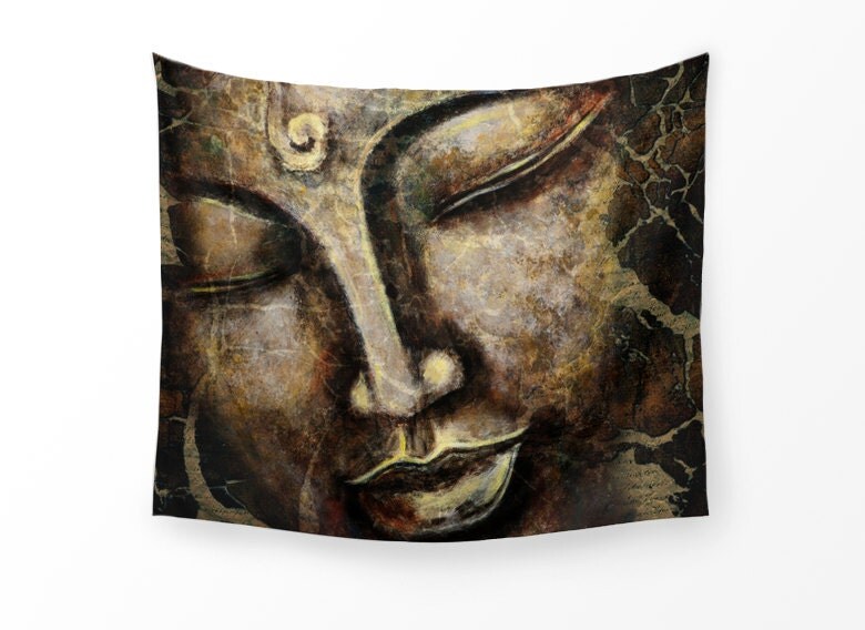 WALL TAPESTRY Buddha face painting wall hanging zen home
